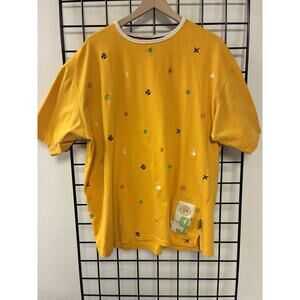 Vintage Pepe Jeans London Y2K 2XL Embroidered Yellow T-Shirt Short Sleeve